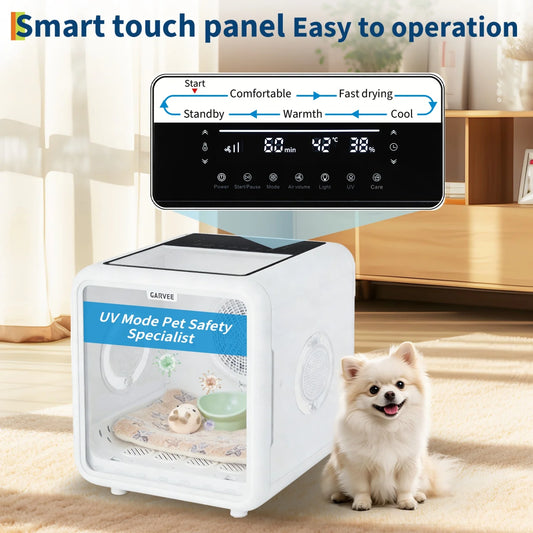 Automatic Pet Drying Box, 360° Efficient Pet Grooming Blower with 5 Air Outlets, Quiet Smart Temperature Control Pet Dryer