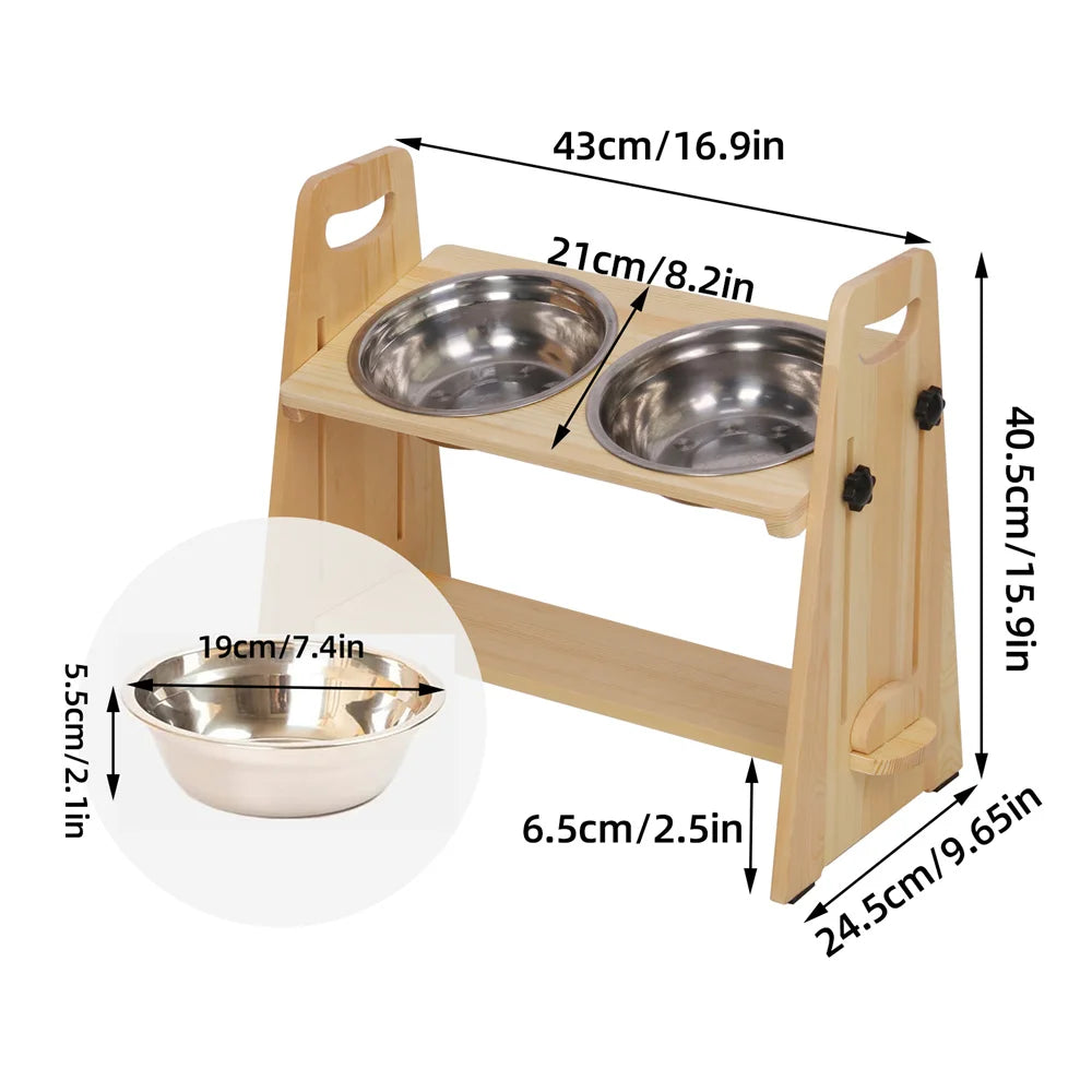 Adjustable Elevated Dog Bowls - Tall Raised Feeder Station