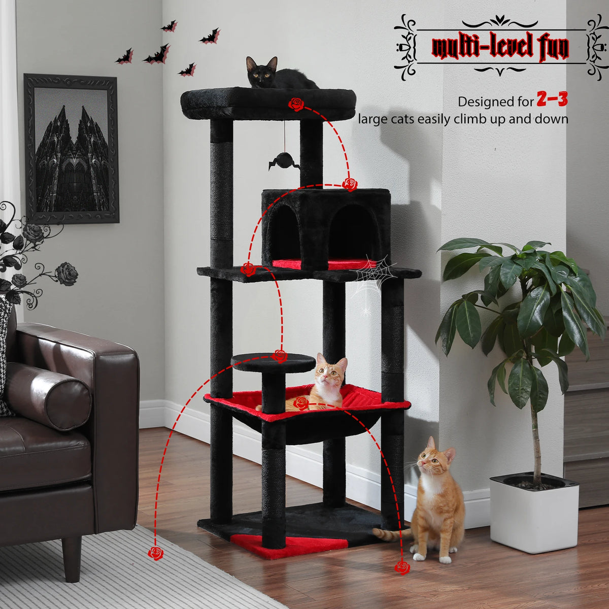 Cat Tree for Indoor 5-Level Cat Tower - Covered Scratching Posts Cozy Condo Top Perch