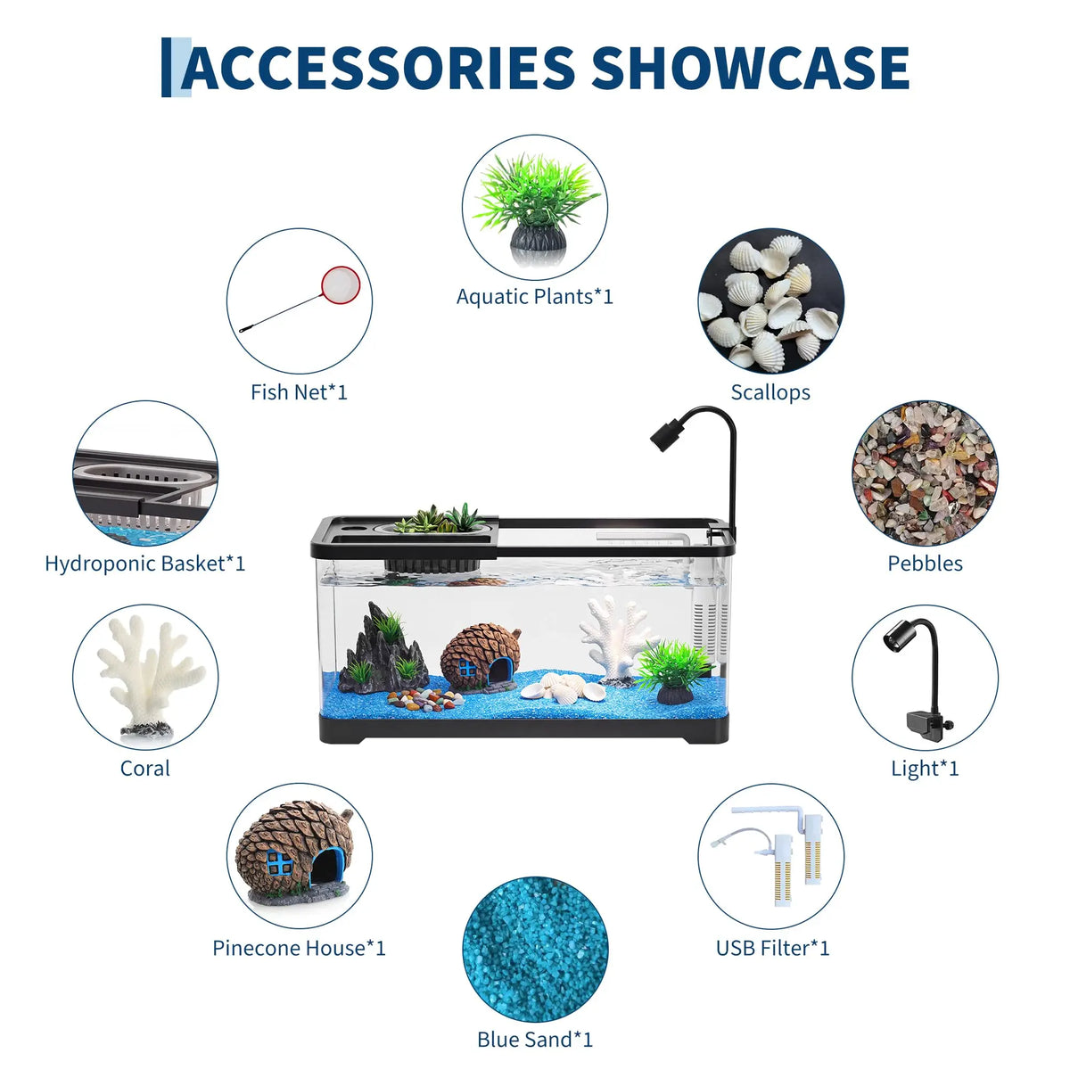 Fish Tank Starter Kit With Filter And Light Plastic Tank