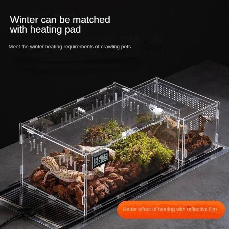 Acrylic Transparent Reptile Terrarium Breeding Box Enclosure Reptile Habitat