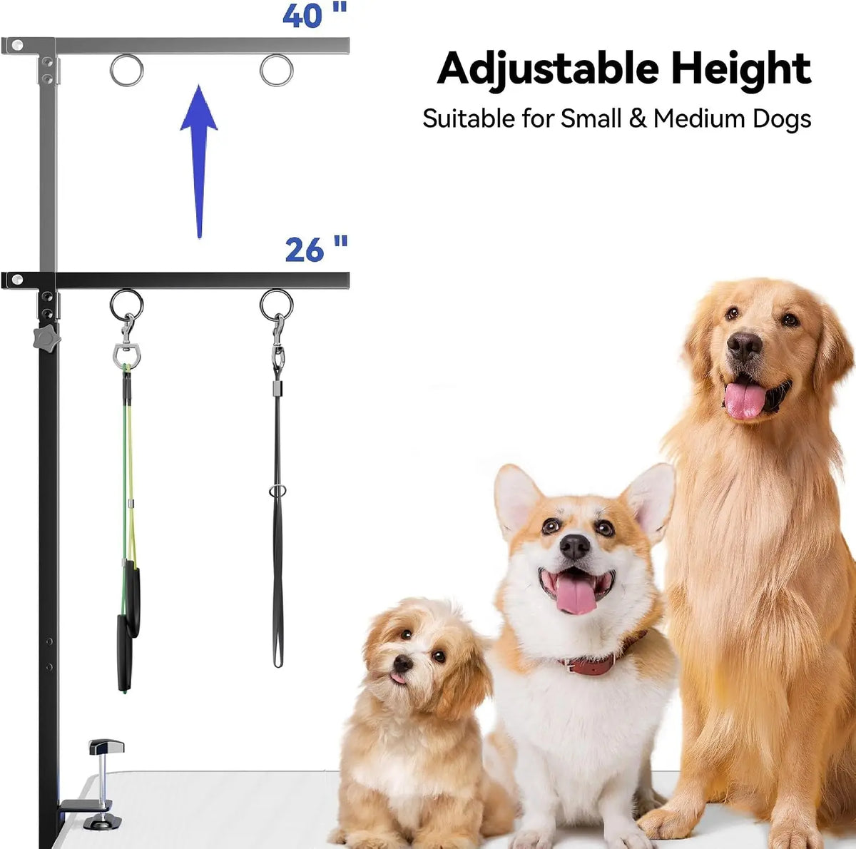 Dog Grooming Hammock with Table Clamp Grooming Arm, Adjustable Height Sling for 5‑22lbs Nail Trimming