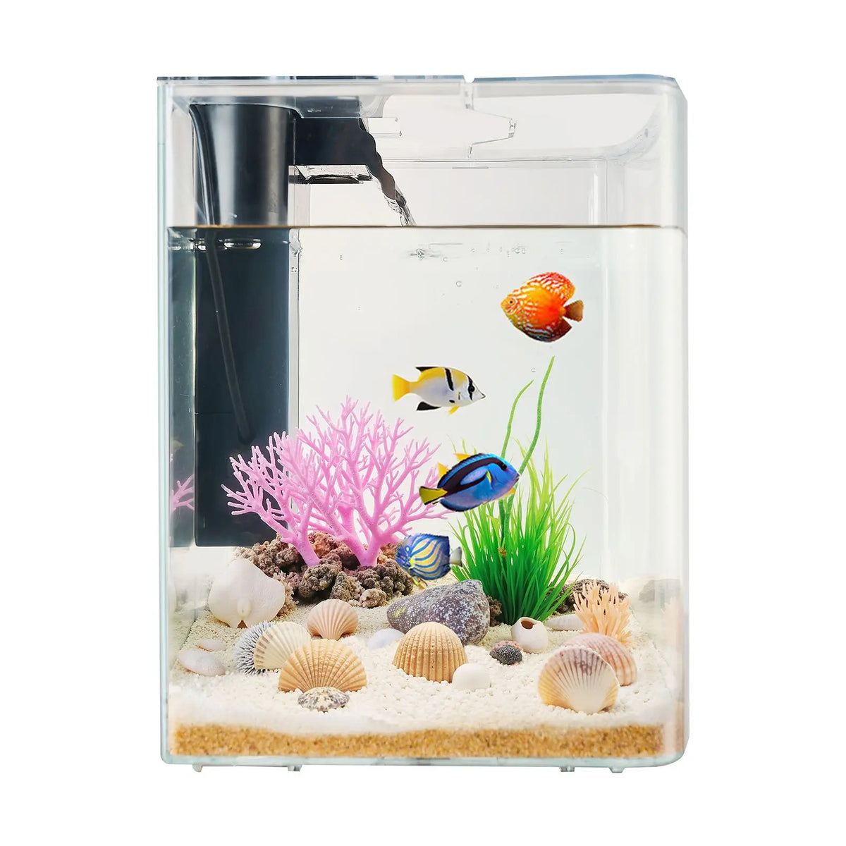 2 Gallon Arch Ultra-Clear Tank Adjustable 3 Color Lighting, Self Cleaning System Fishbowl for Freshwater & Saltwater