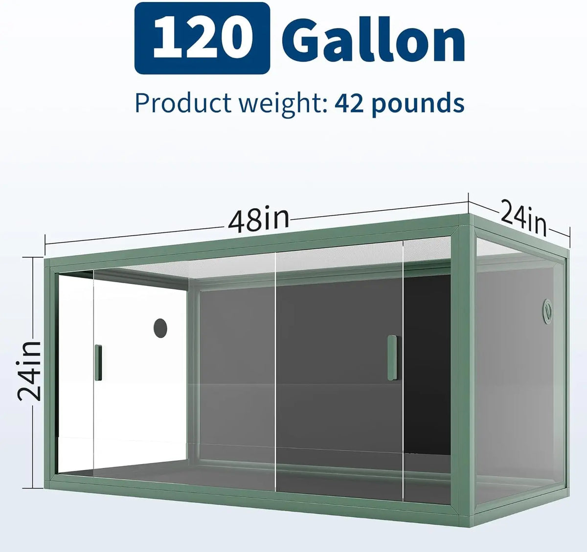 120 Gallon Reptile Terrarium, 4x2x2 ft Front Opening Glass Tank with Screen Top Ventilation