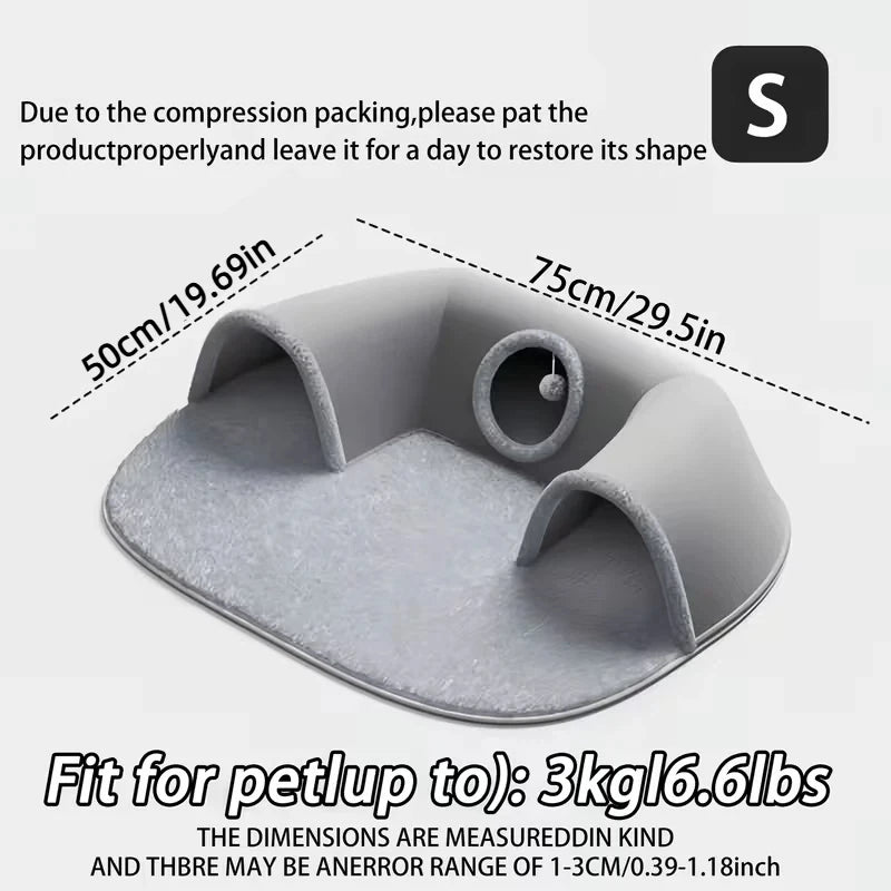 Multifunctional U-shaped Cat Tunnel Bed—A Detachable, Washable Plush Tunnel; Suitable for Home, Indoor, and balcony Use.