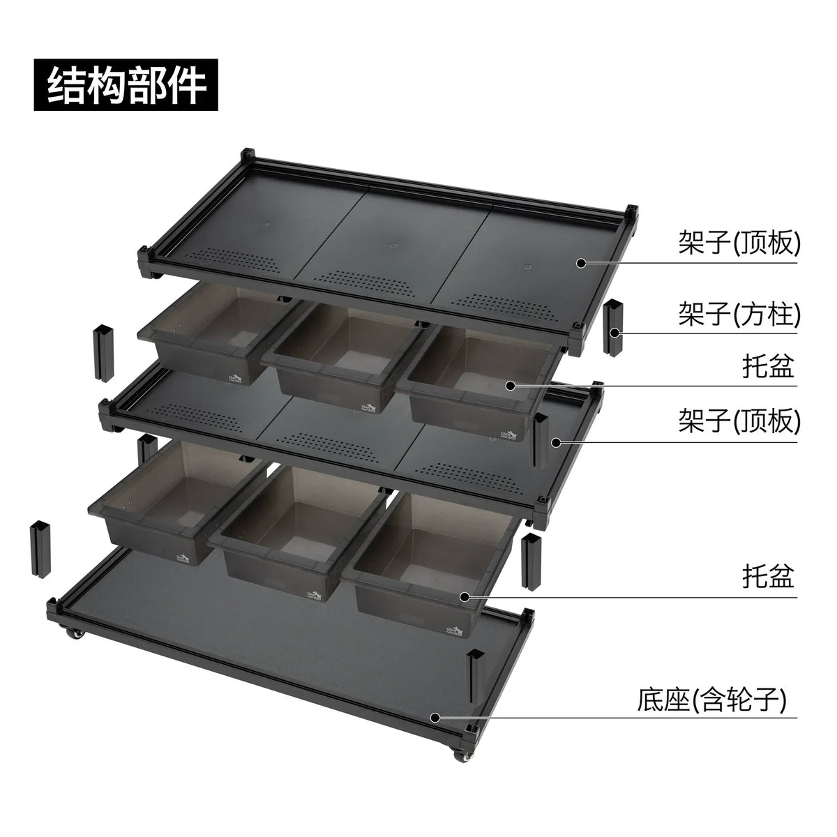 PP PVC Snake Enclosure Snake Hatchling Breeding Rack Reptile Large Snake Rack with Tubs Bin