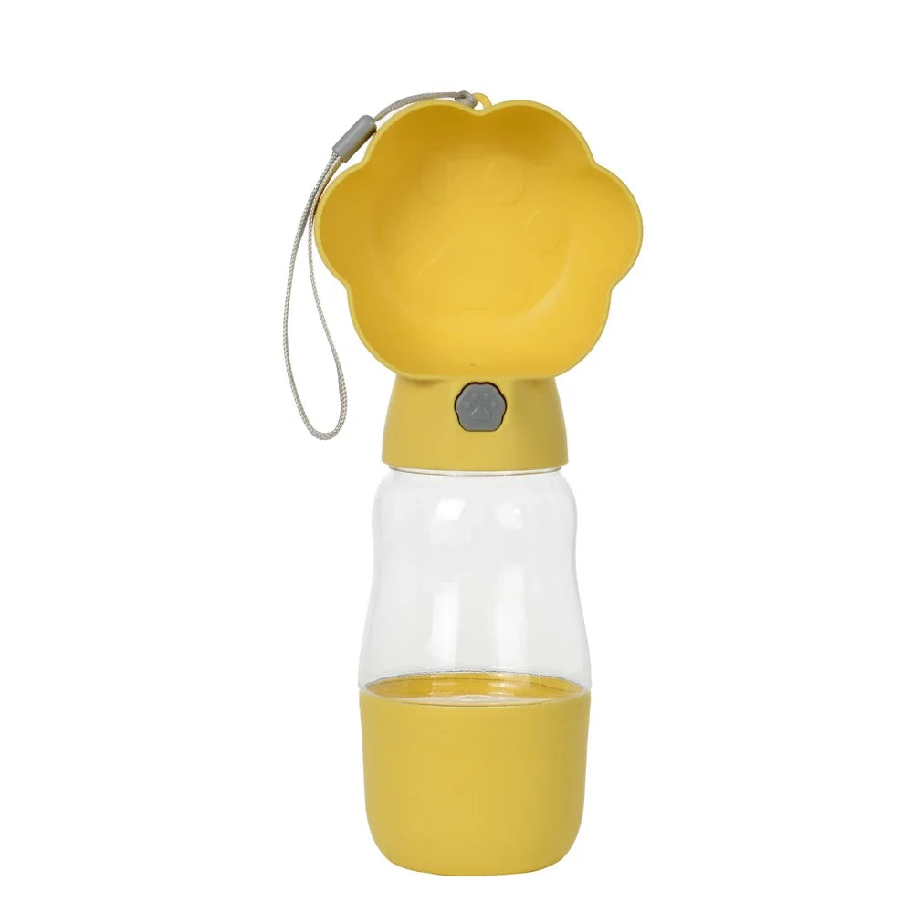2 in 1 Dog Water Bottle With Food Container 530ml - Outdoor Portable Pet Water Dispenser Feeding Bowl