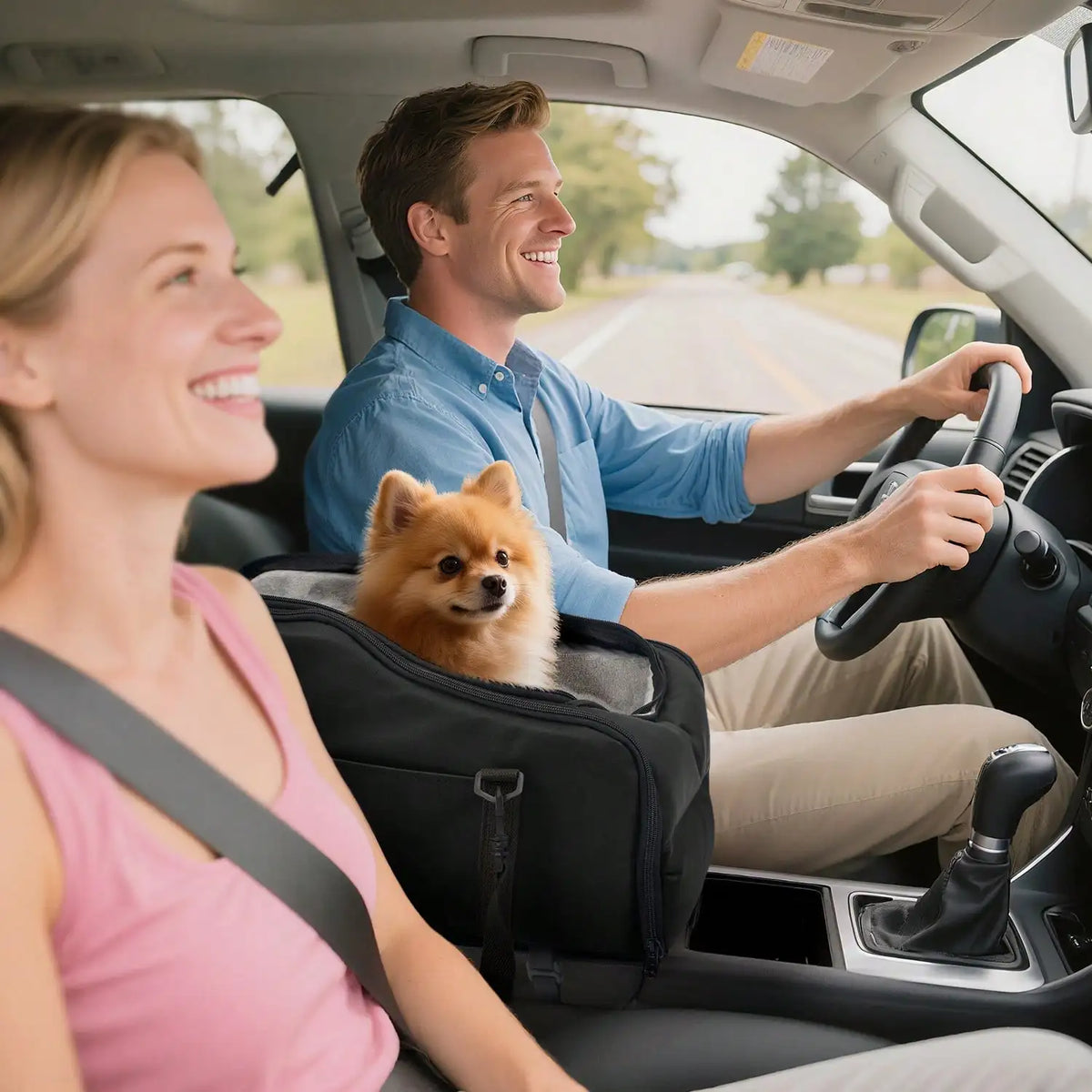 Center Console Pet Car Seat Carrier - Portable Travel Booster Bed For Road Trips