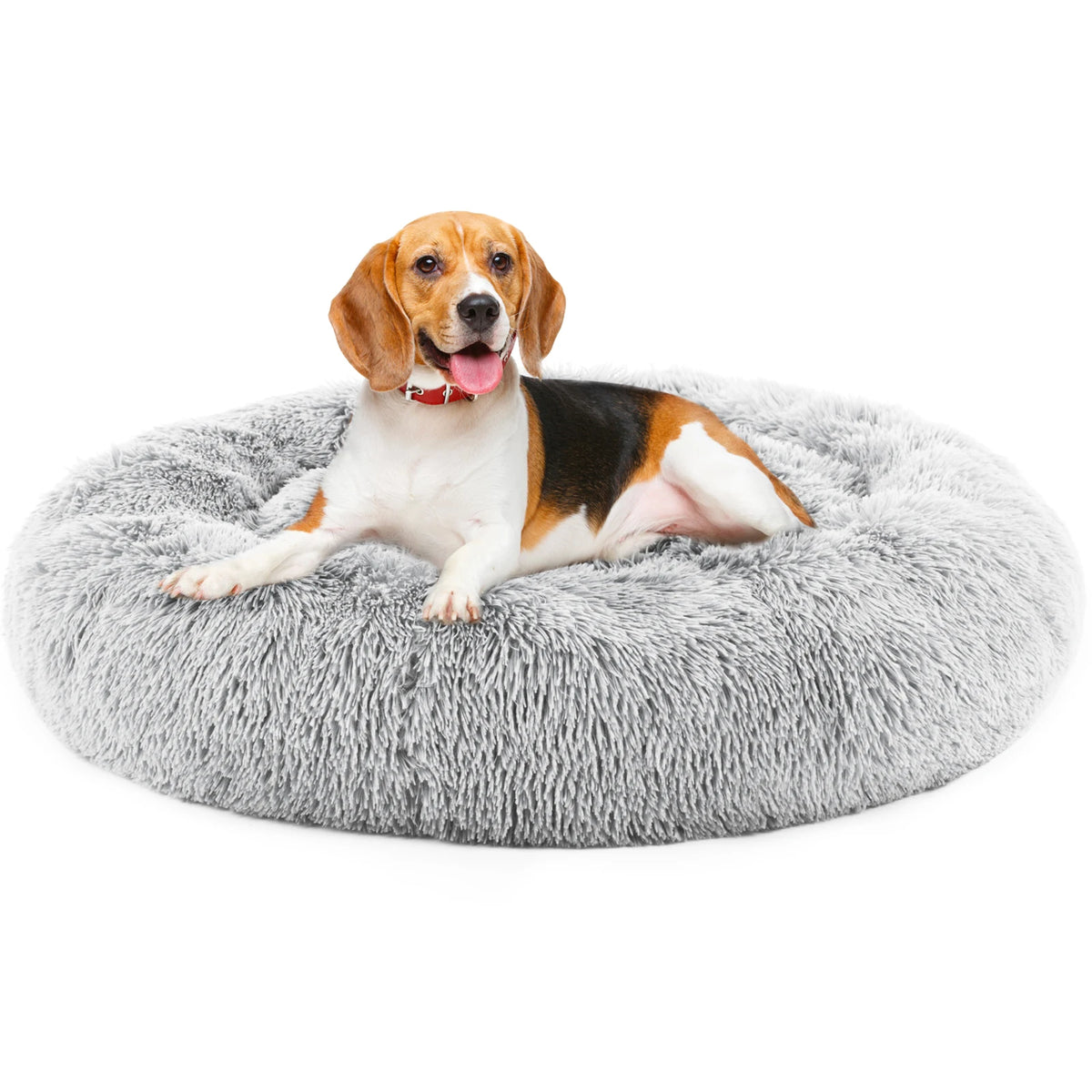 Round- Fluffy- Plush- Calming Fur Dog Bed for Small to Medium to Large Dogs