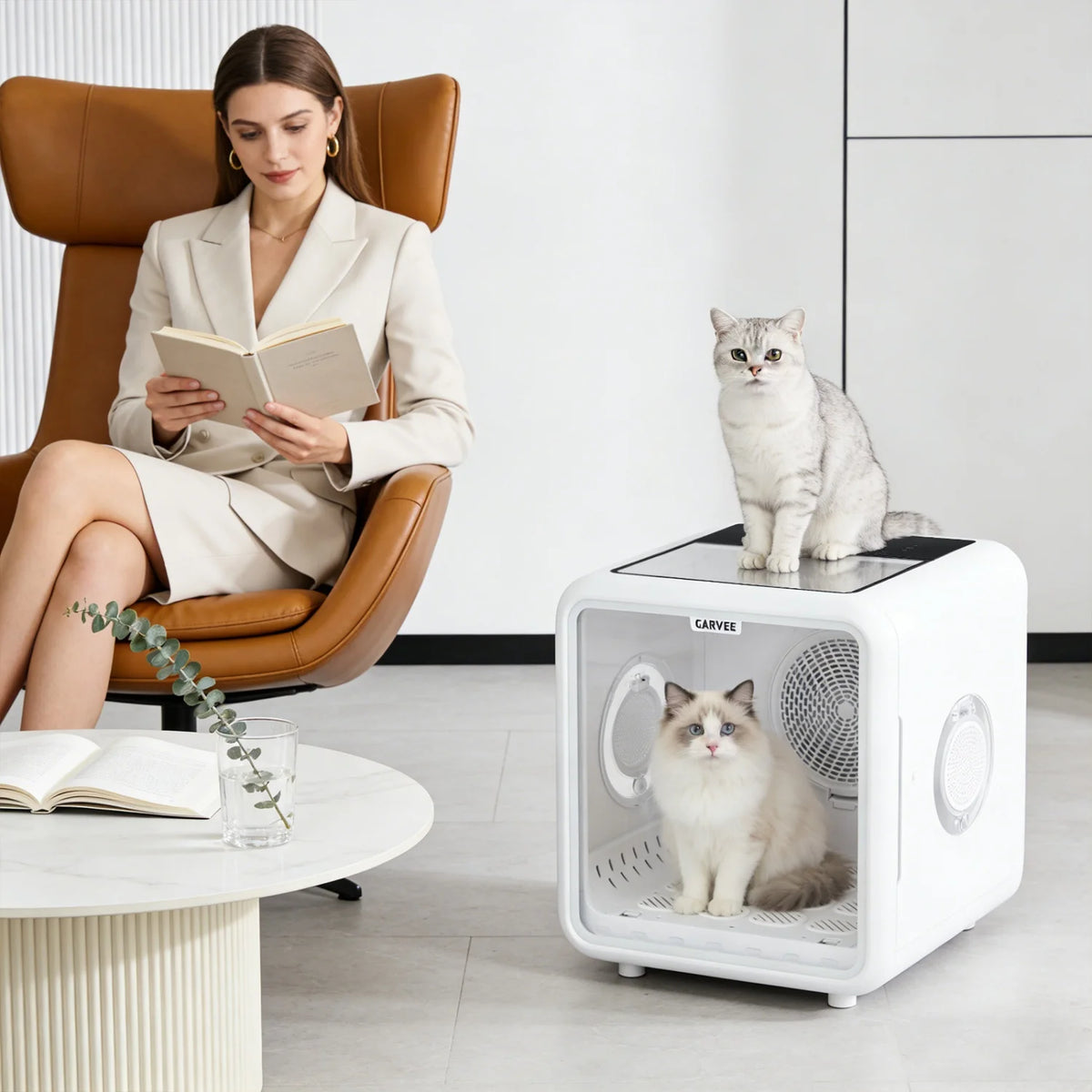 Automatic Pet Drying Box, 360° Efficient Pet Grooming Blower with 5 Air Outlets, Quiet Smart Temperature Control Pet Dryer