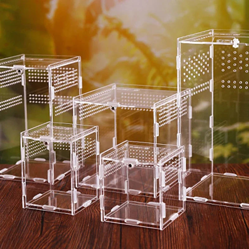 Acrylic Transparent Reptile Terrarium Breeding Box Enclosure Reptile Habitat