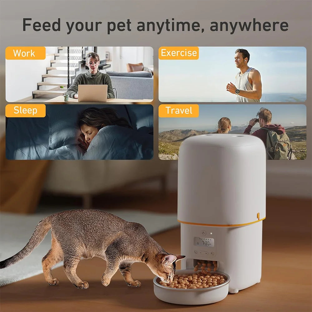 NITYERS 4L Automatic Smart Pet Food Dispenser with Key Control, Voice Recorder, Dual Power Supply, Timed Auto Dog Feeder with Stainless Steel Bowl