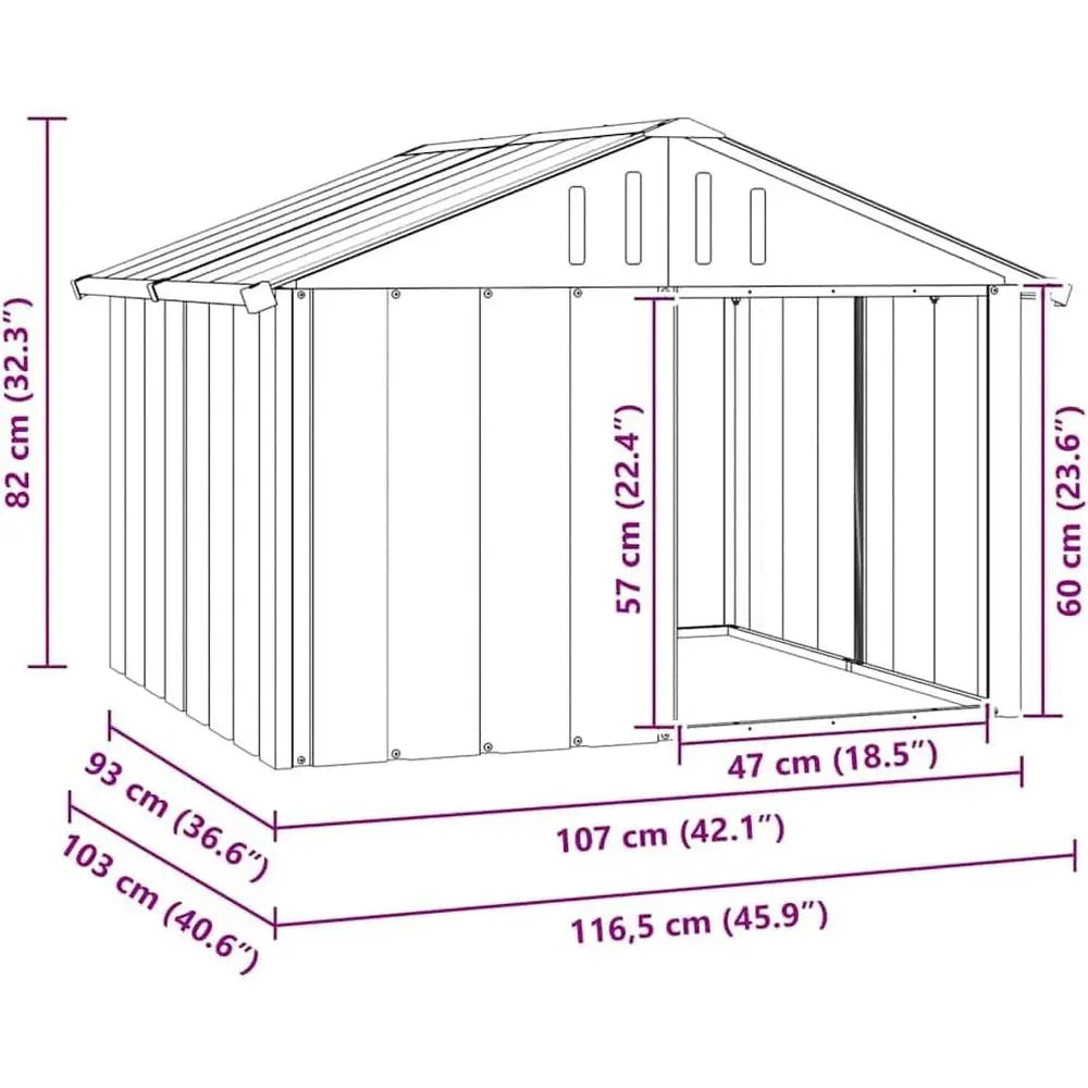 Outdoor Pet Kennel with Weather Proof Roof, Durable Outdoor Puppy Shelter Kennel or Pet, Anthracite Galvanized Steel