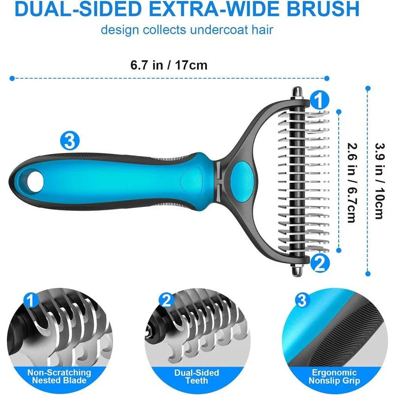 2in1 Stainless Pet De-shedding Brush Dog Hair Remover