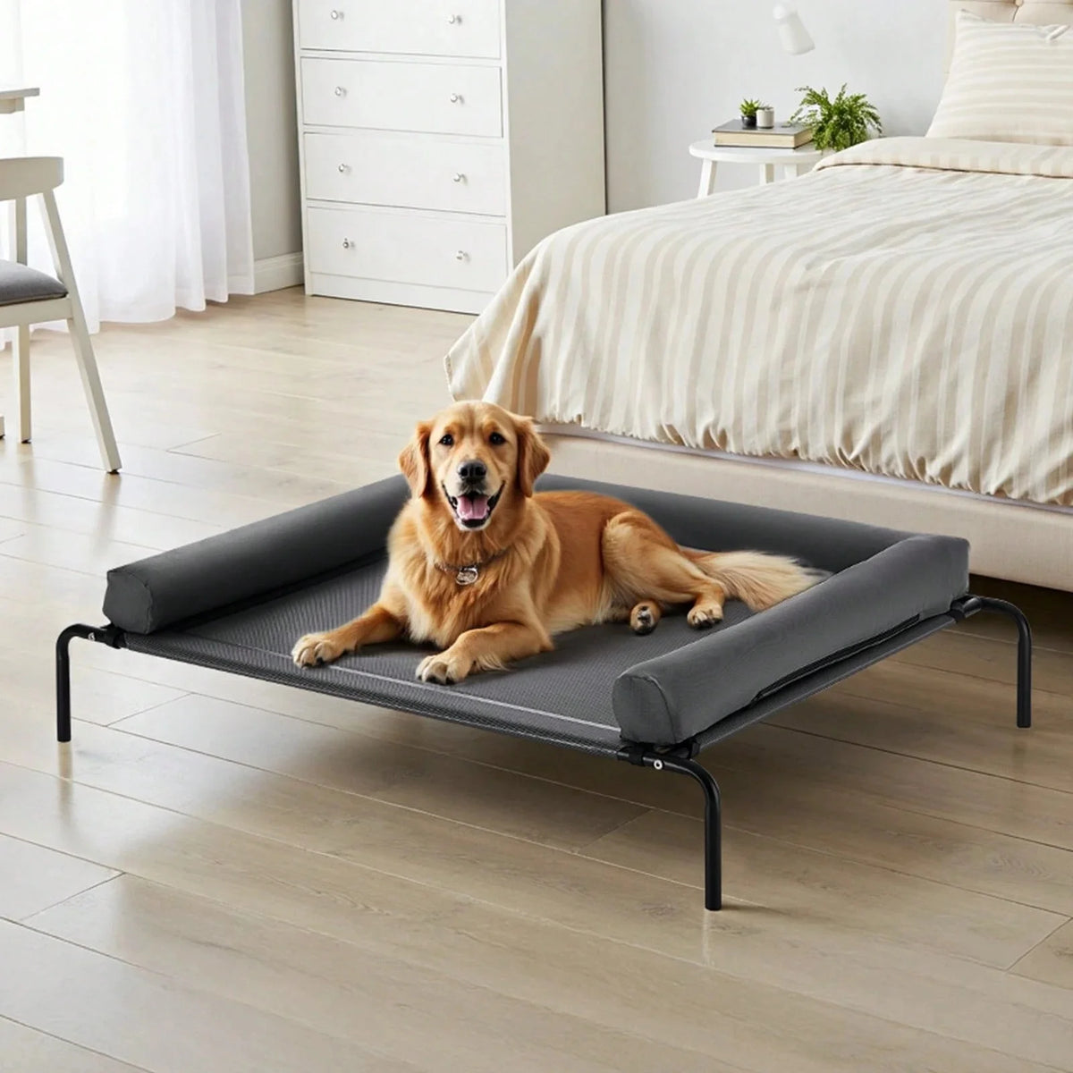 Foldable Bunk Dog Bed With Wheels And Side Storage Bin