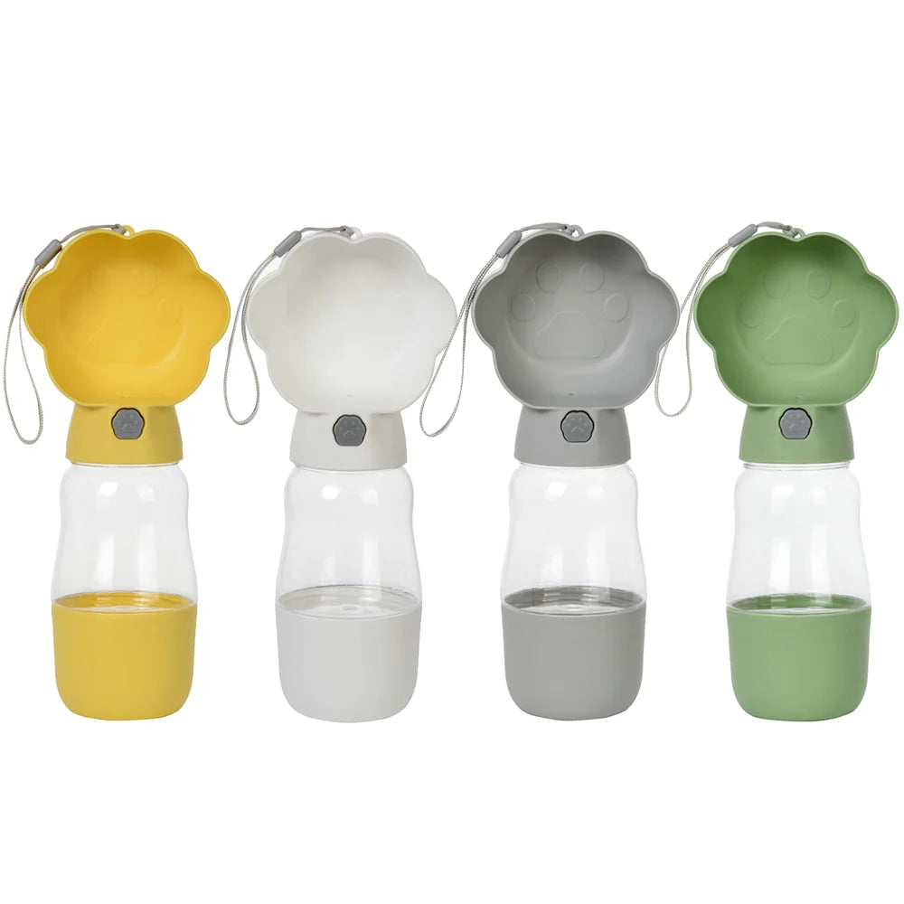2 in 1 Dog Water Bottle With Food Container 530ml - Outdoor Portable Pet Water Dispenser Feeding Bowl