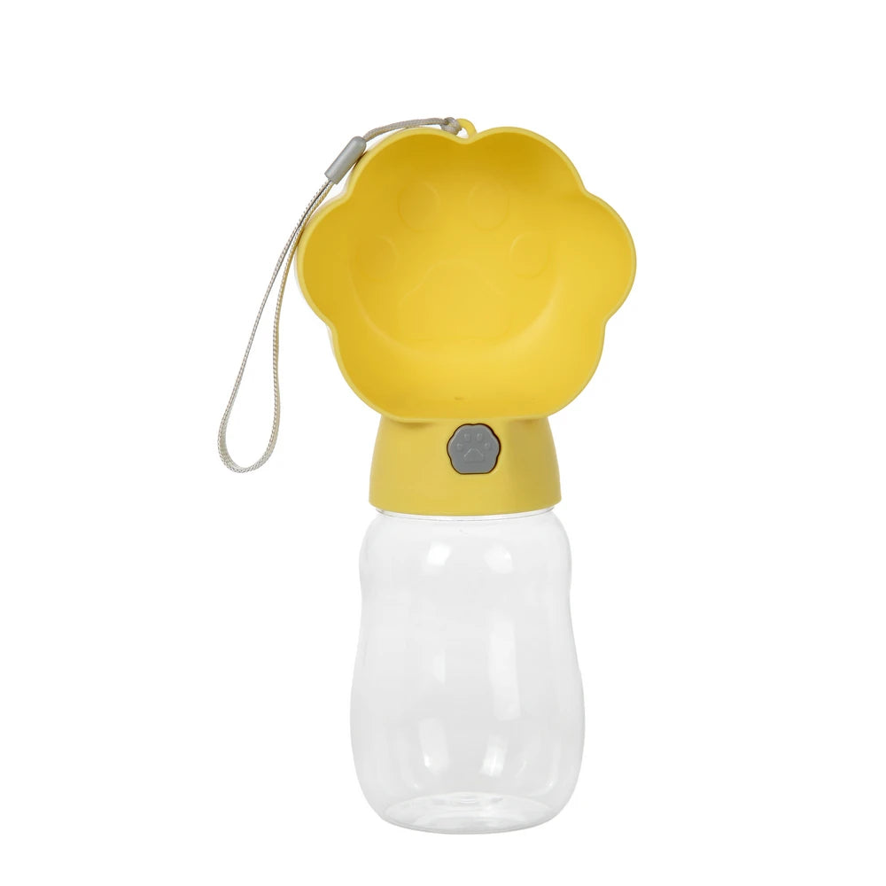 2 in 1 Dog Water Bottle With Food Container 530ml - Outdoor Portable Pet Water Dispenser Feeding Bowl