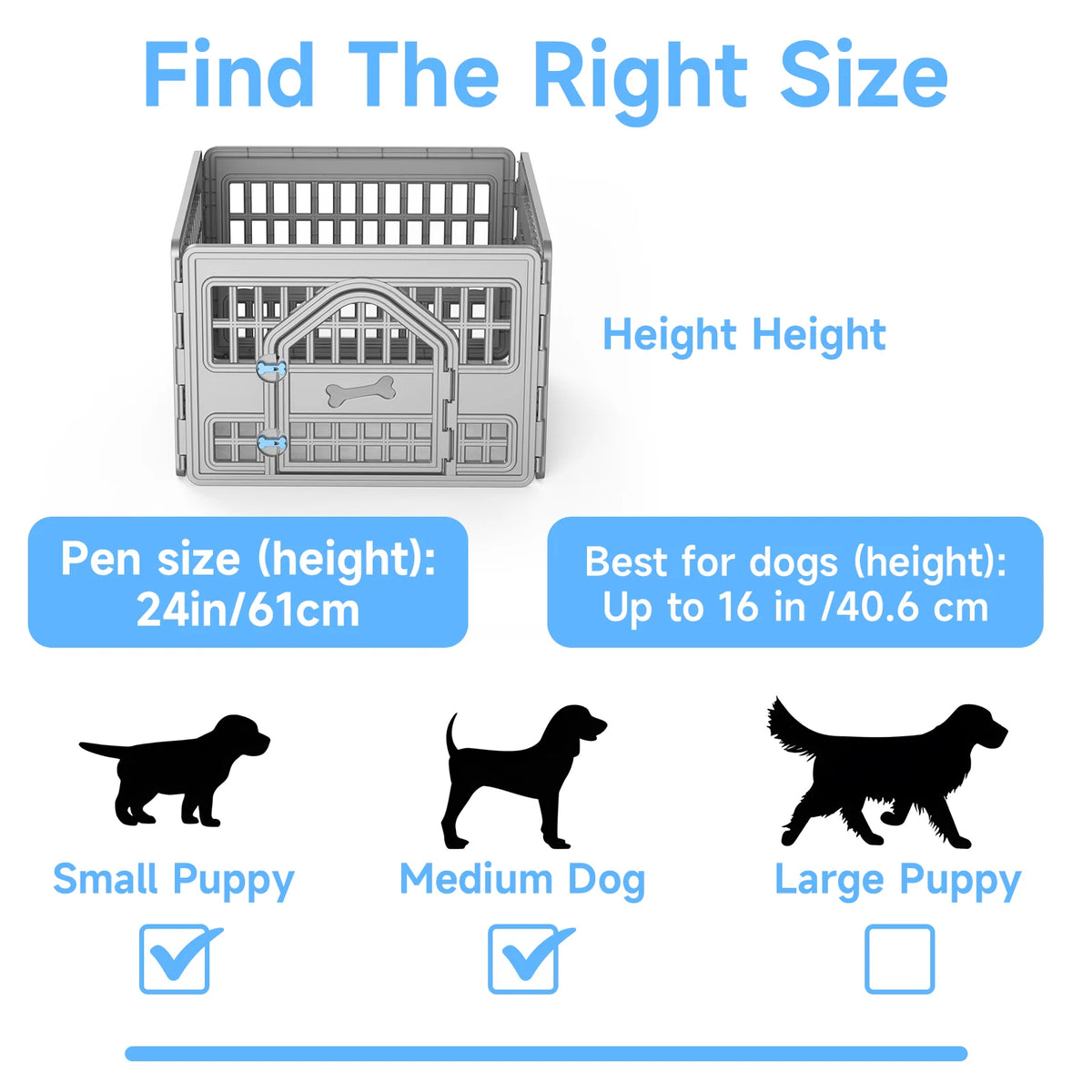4 Panels Plastic Pet Playpen Indoor Outdoor Dog Fence, Foldable Exercise Pen