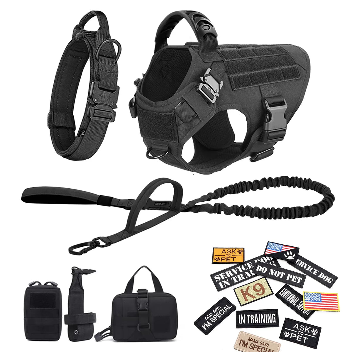 Tactical Military Large Dog Harness Collar