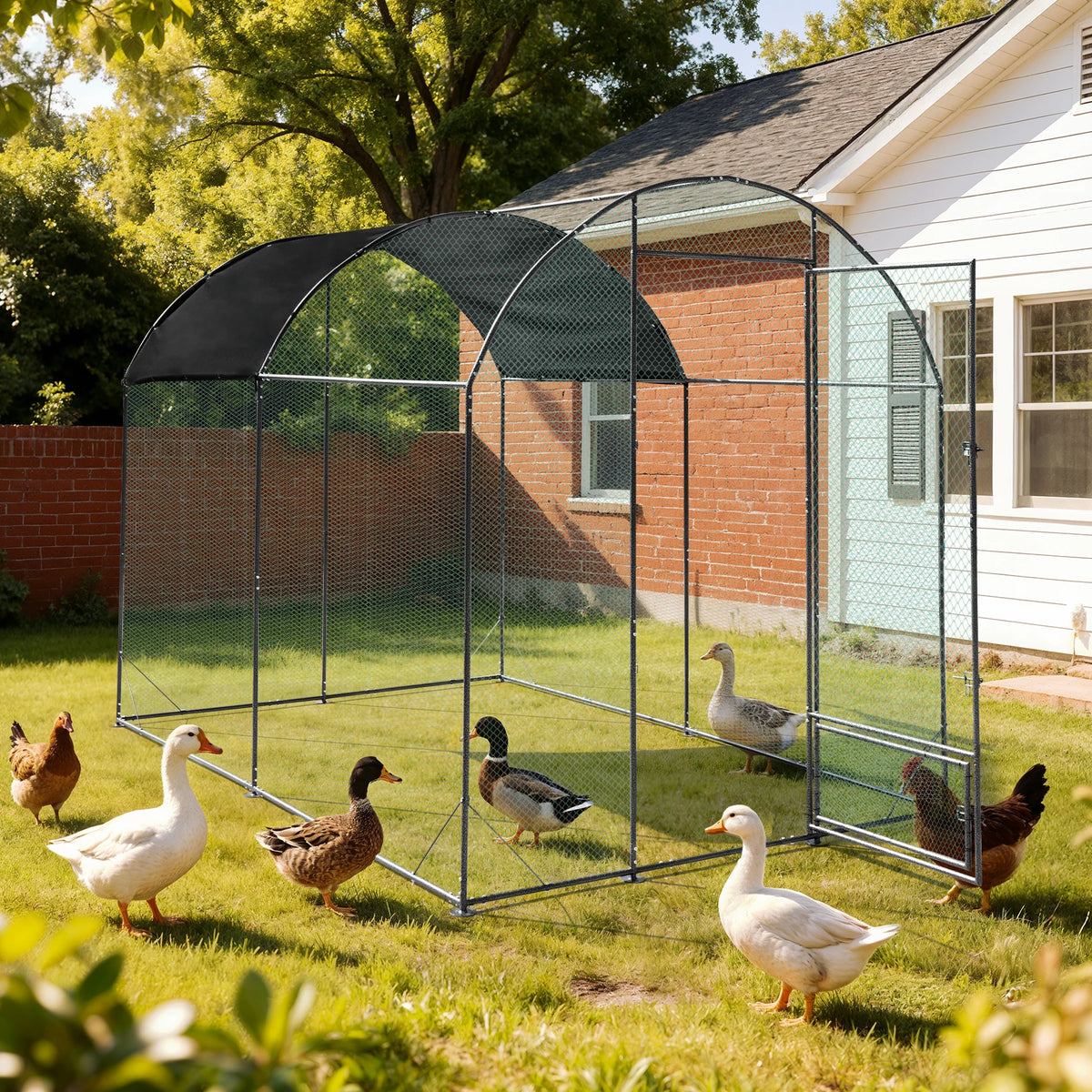 Large Outdoor Walk-in Poultry Cage with Nylon Netting Metal Tubes