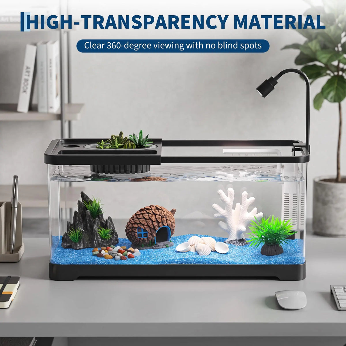Fish Tank Starter Kit With Filter And Light Plastic Tank