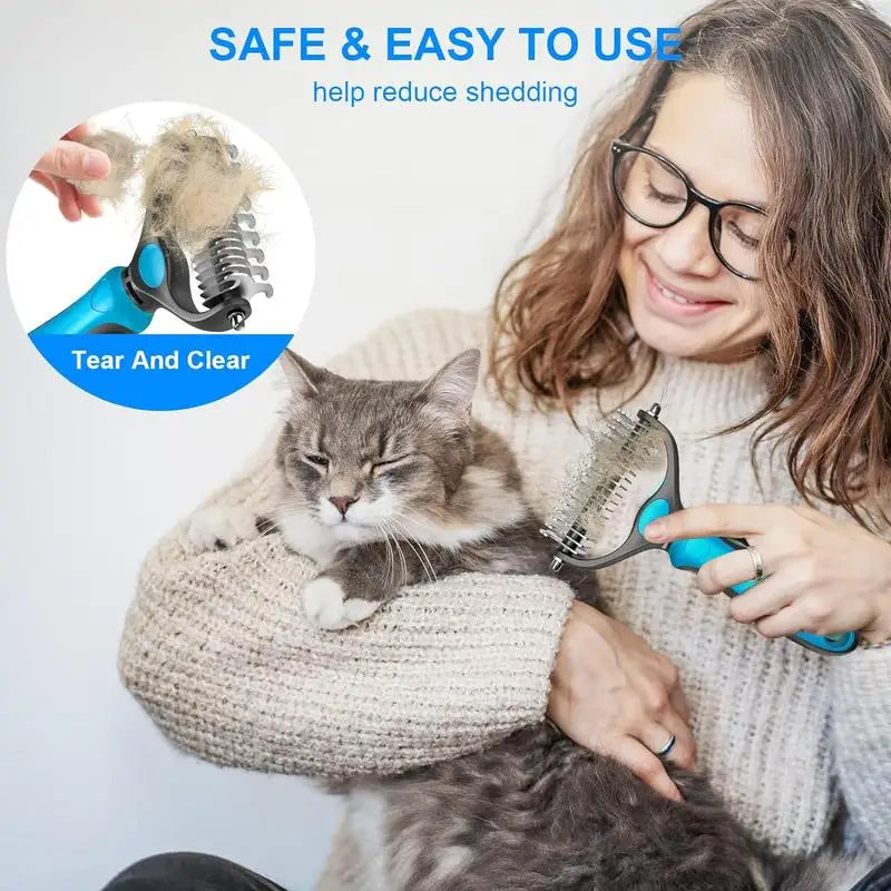 2in1 Stainless Pet De-shedding Brush Dog Hair Remover