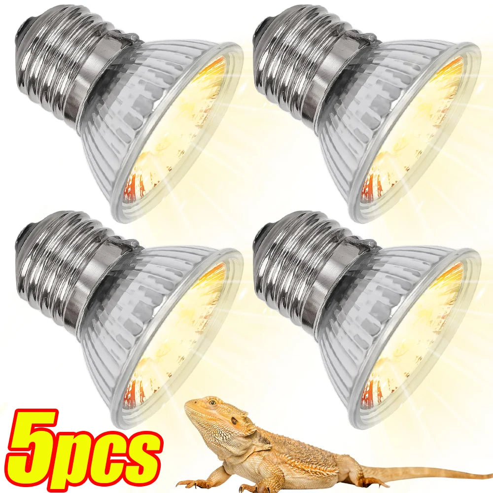 5/1PCS UVB Reptile Heating Lamp Bulb, High Quality Sunlamp for Amphibians 25/50/75W