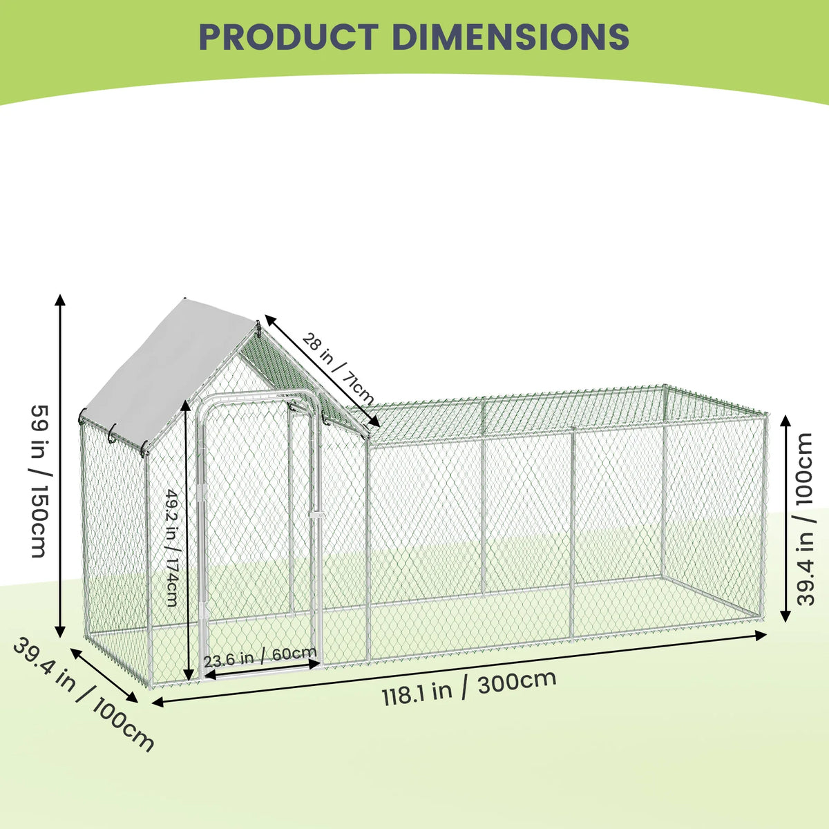 Large Metal Chicken Coop, with Waterproof and Anti-UV Cover, Walk-in Chicken House for 8/10 Chickens, Rabbits Duck Outdoor Farm Yard