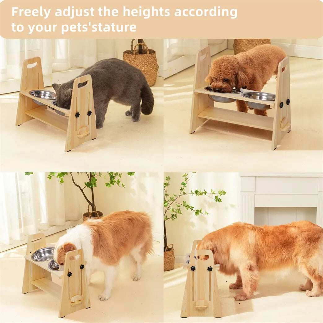 Adjustable Elevated Dog Bowls - Tall Raised Feeder Station
