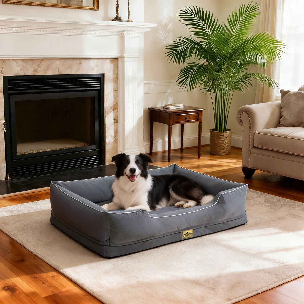 Orthopedic Dog Beds -Dark Grey Pet Sofa Cushion with Removable Machine Washable Cover Foam Base