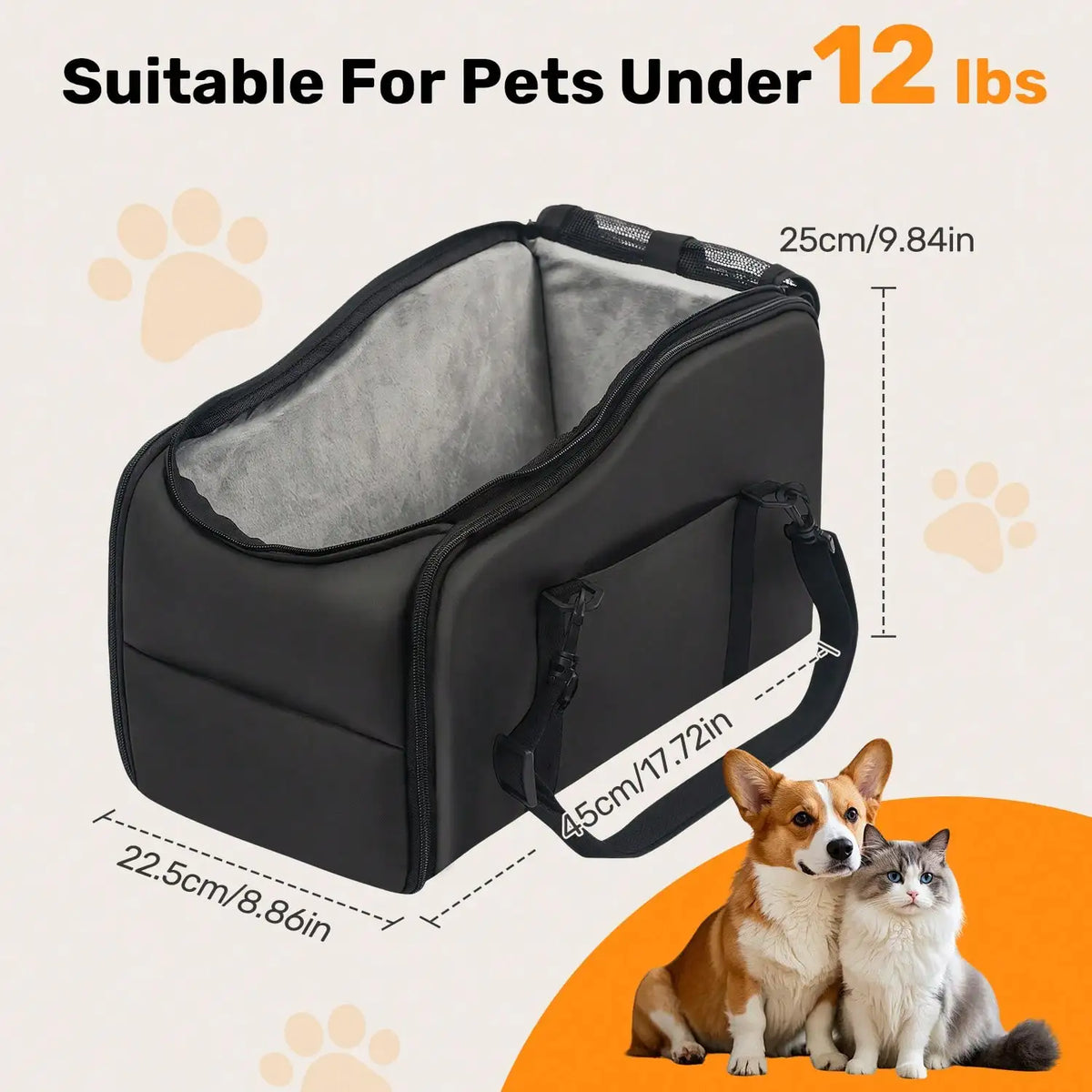 Center Console Pet Car Seat Carrier - Portable Travel Booster Bed For Road Trips