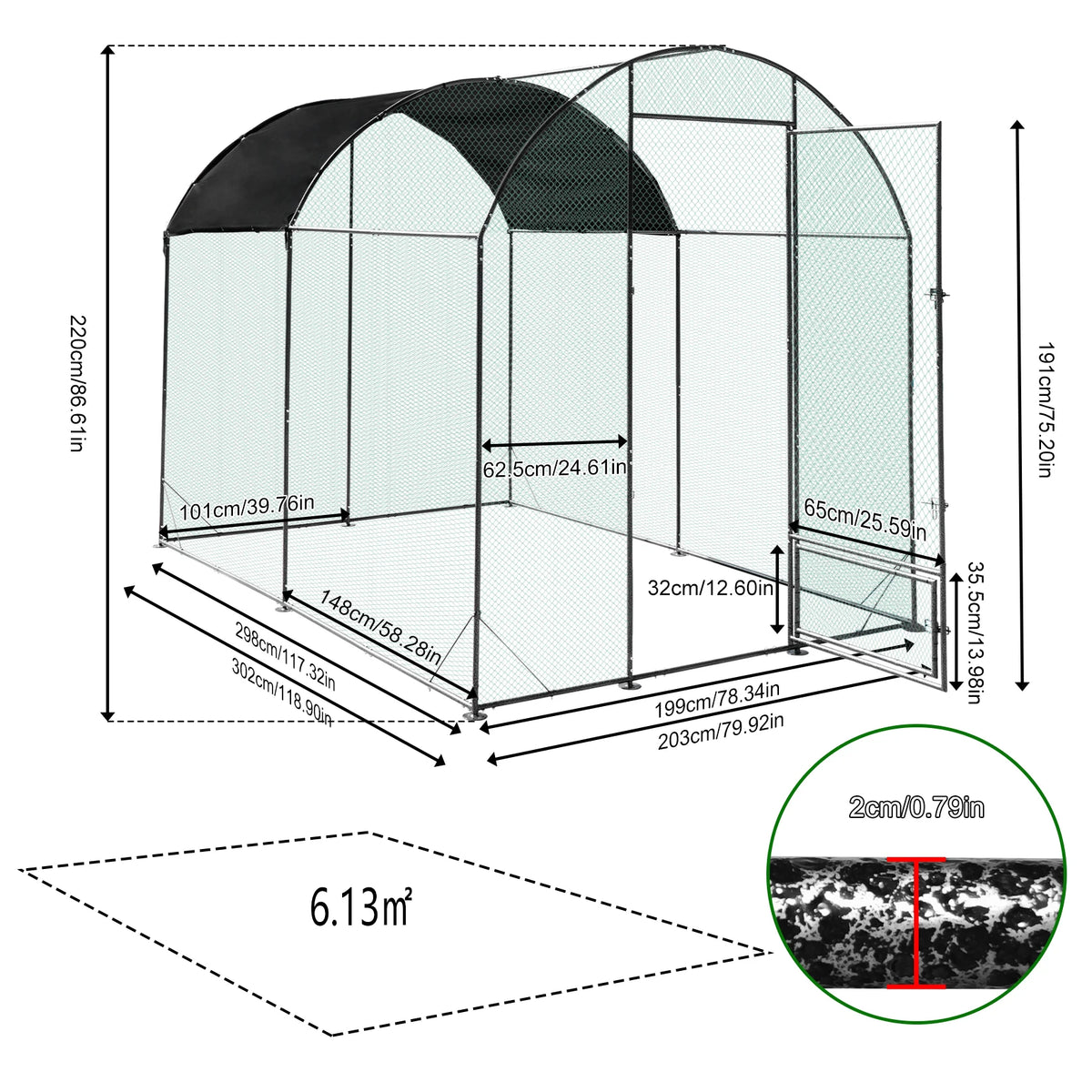 Large Outdoor Walk-in Poultry Cage with Nylon Netting Metal Tubes