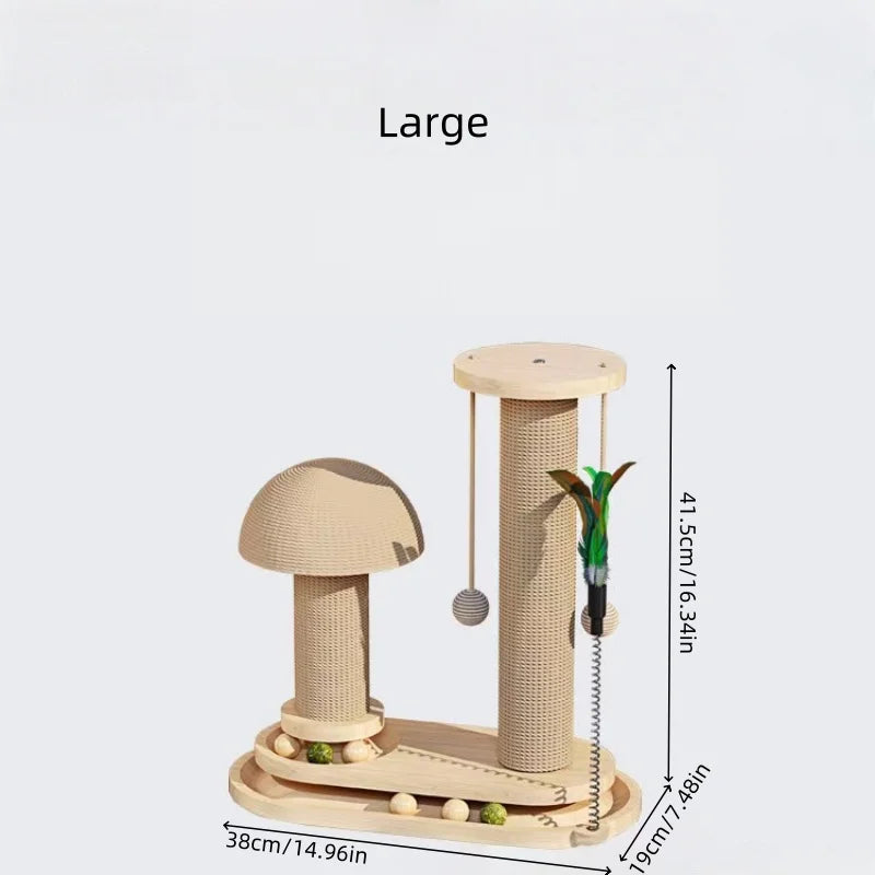 Interactive Cat Scratching Post Tower with Jute, Ball Track - Durable Multi-Functional Self-Entertainment Cat Scratch Board