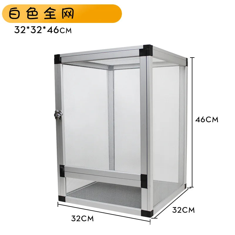 Reptile Pet Housing Aluminum Detachable Screen Cage Ventilated Breathable Reptile Terrarium
