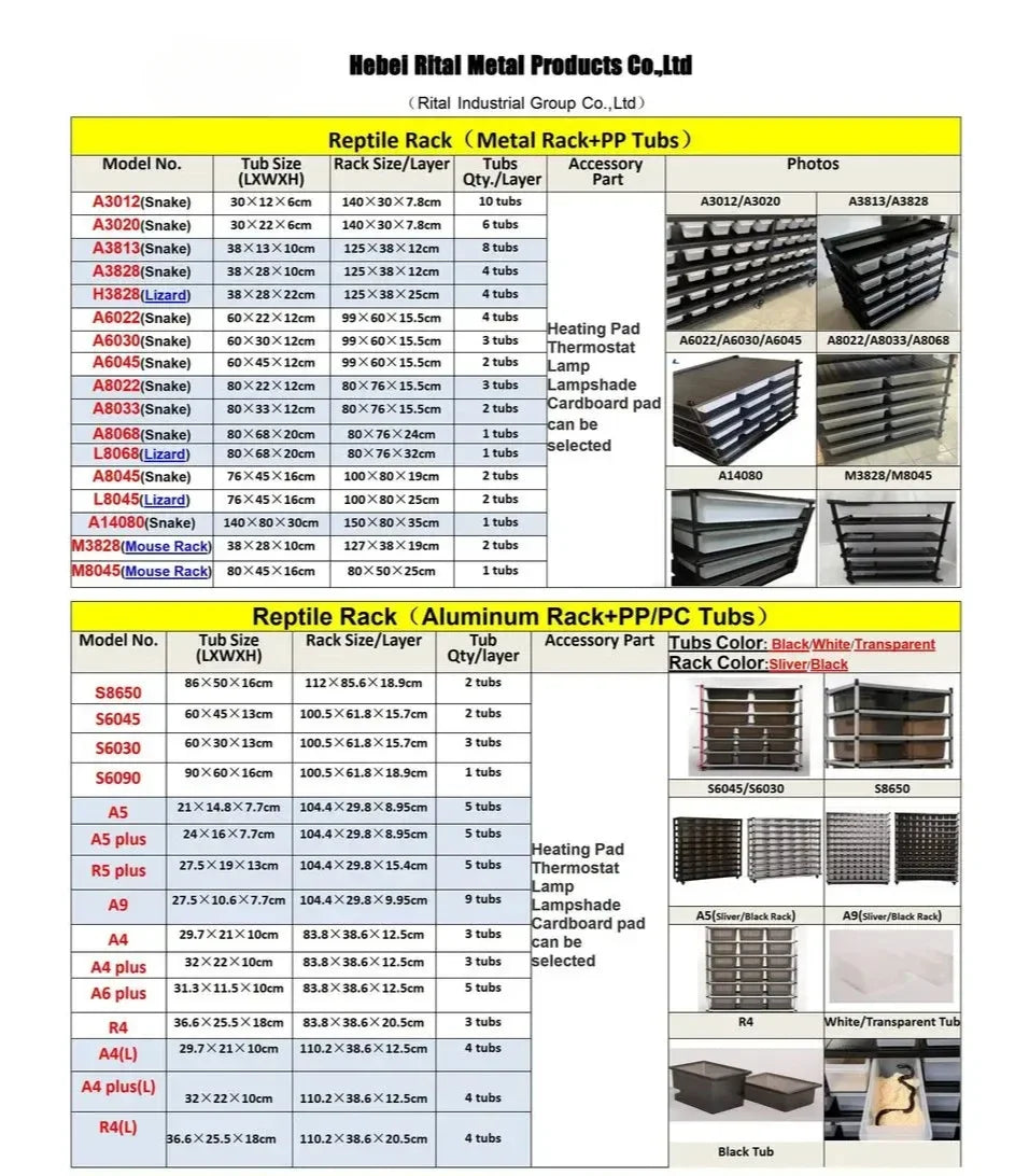 PP PVC Snake Enclosure Snake Hatchling Breeding Rack Reptile Large Snake Rack with Tubs Bin