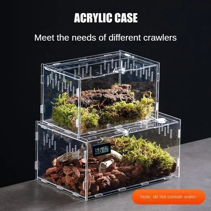 Acrylic Transparent Reptile Terrarium Breeding Box Enclosure Reptile Habitat