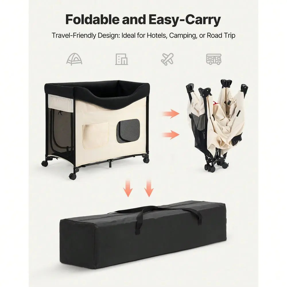 Foldable Bunk Dog Bed With Wheels And Side Storage Bin