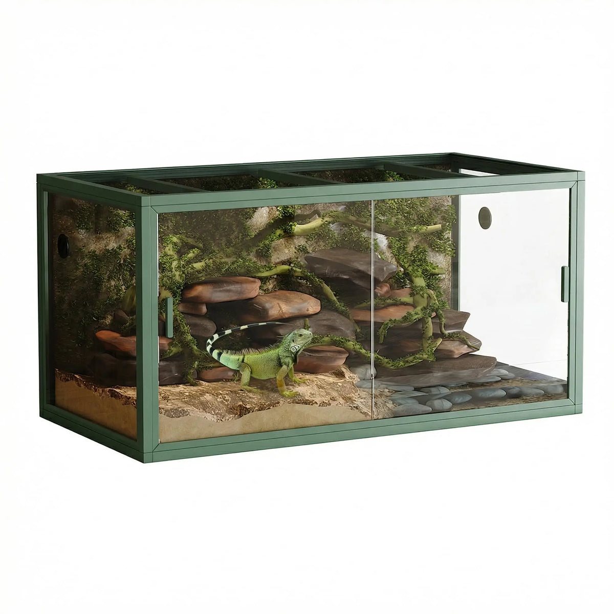 120 Gallon Reptile Tank 4x2x2 Terrarium Enclosure for Sliding Glass Doors, Heavy Duty Ventilation Top, Easy Assembly