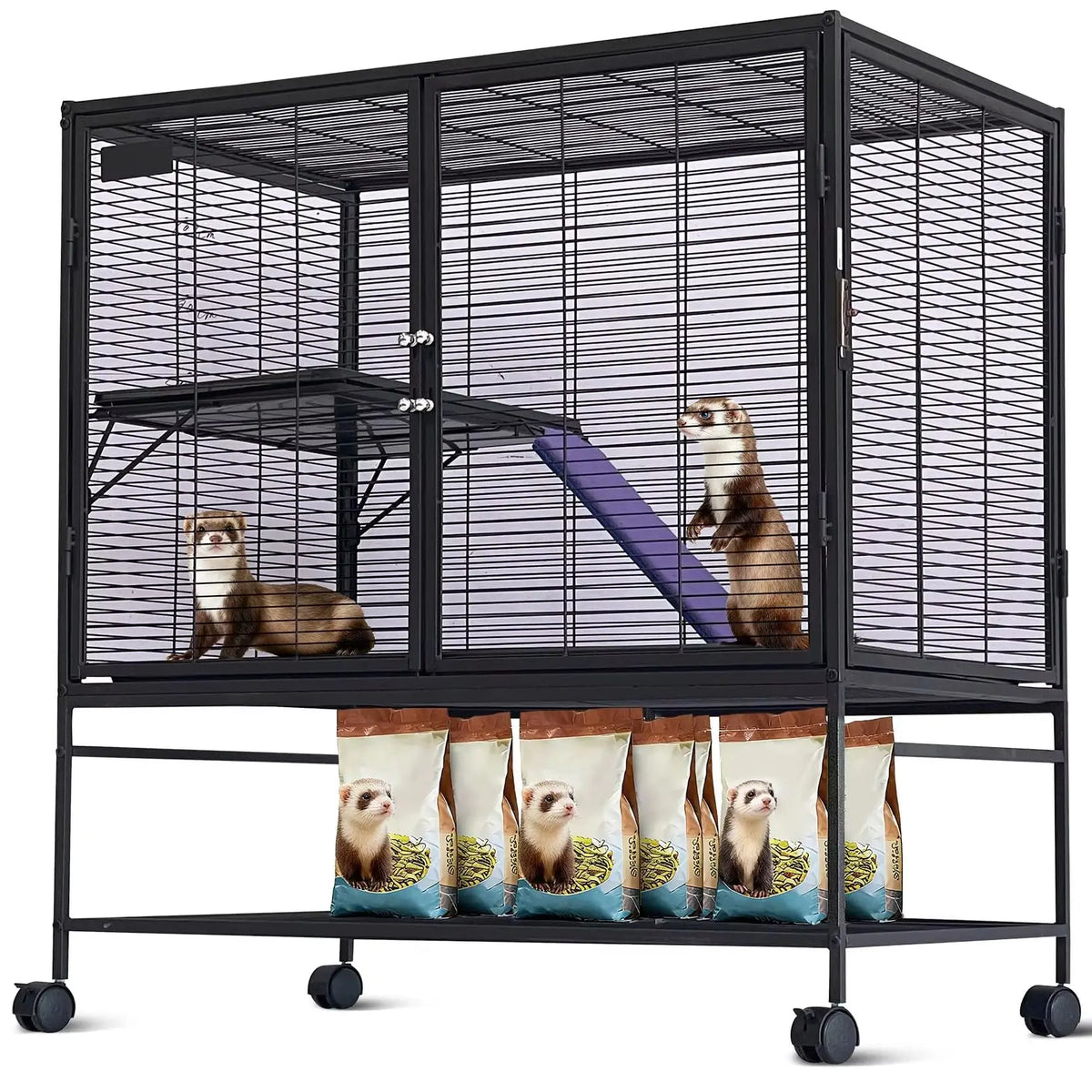 Small Animal Cage, 39” H with Removable Ramp & Tray