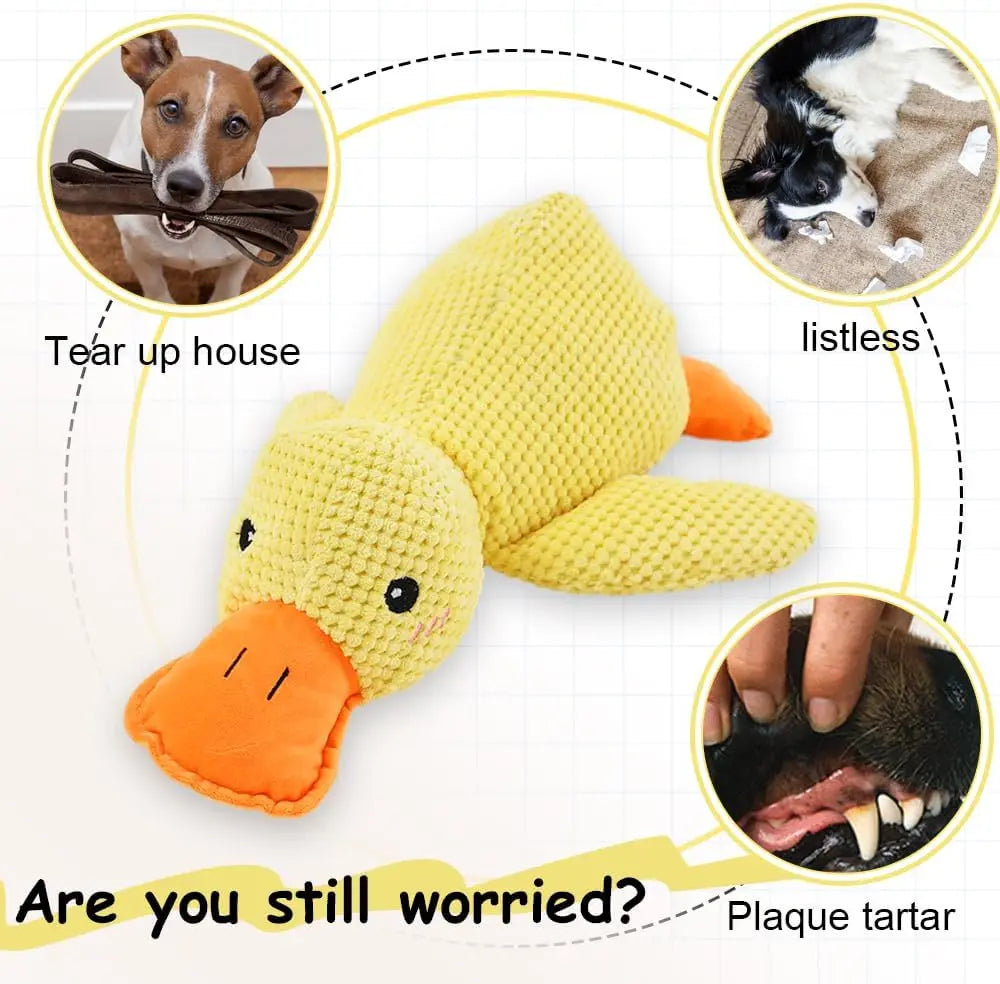 Duck Dog Toy- Plush Chew Resistant Durable Dog Toy with Quacking Sound Teeth Grinding Relief Soft Companion