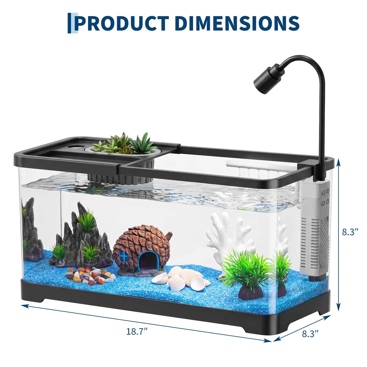 Fish Tank Starter Kit With Filter And Light Plastic Tank