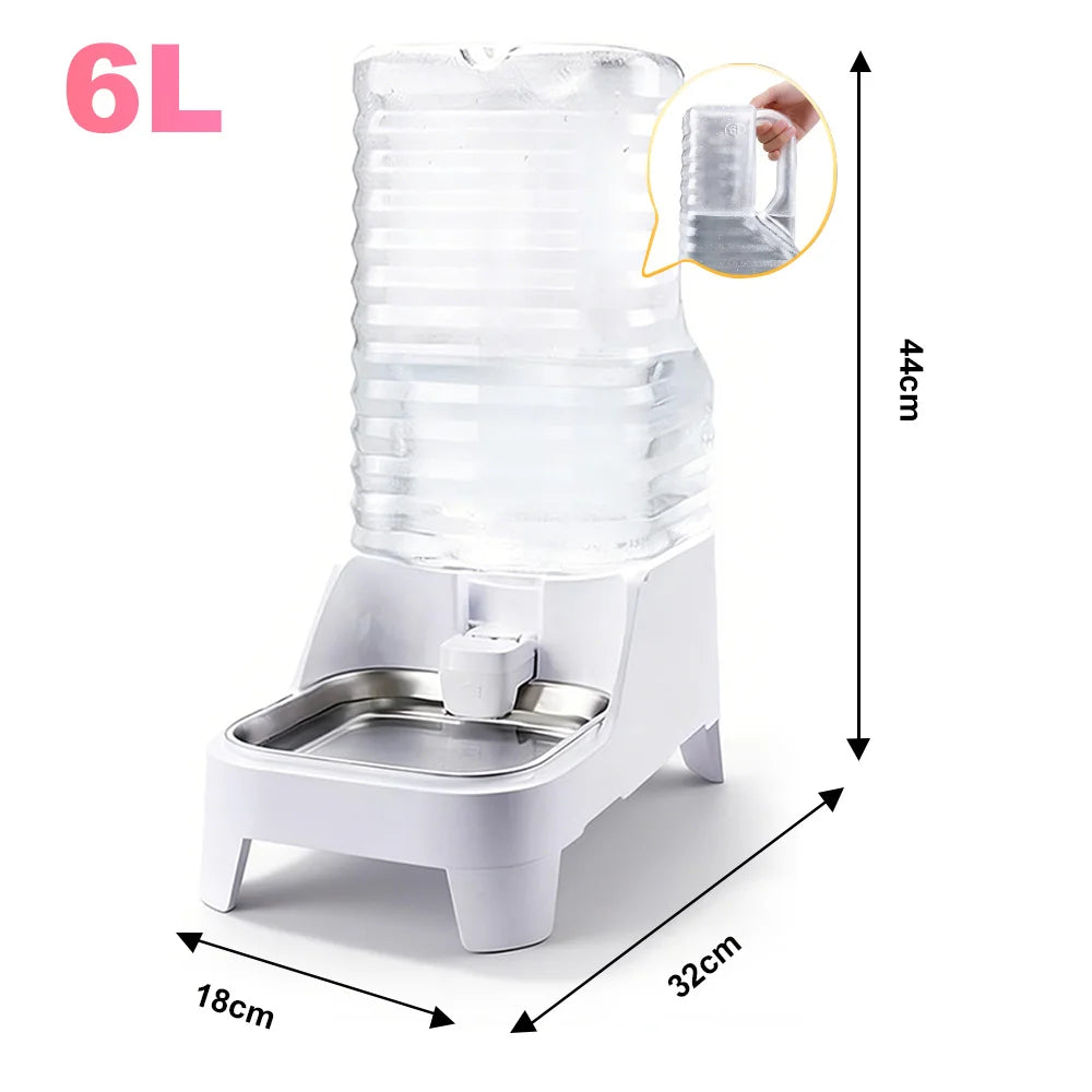 NITYERS 6L Gravity Pet Water Dispenser - Large Capacity Automatic Water Bowl - Raised Elevated Pet Water Fountain