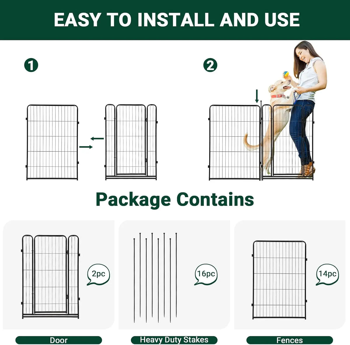16 Panels - Heavy Duty Pet Fence Indoor / Outdoor Pet Safety