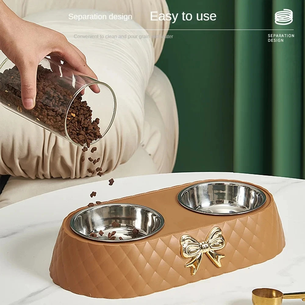 Stainless Steel Double Bowl For Feeding - Drinking