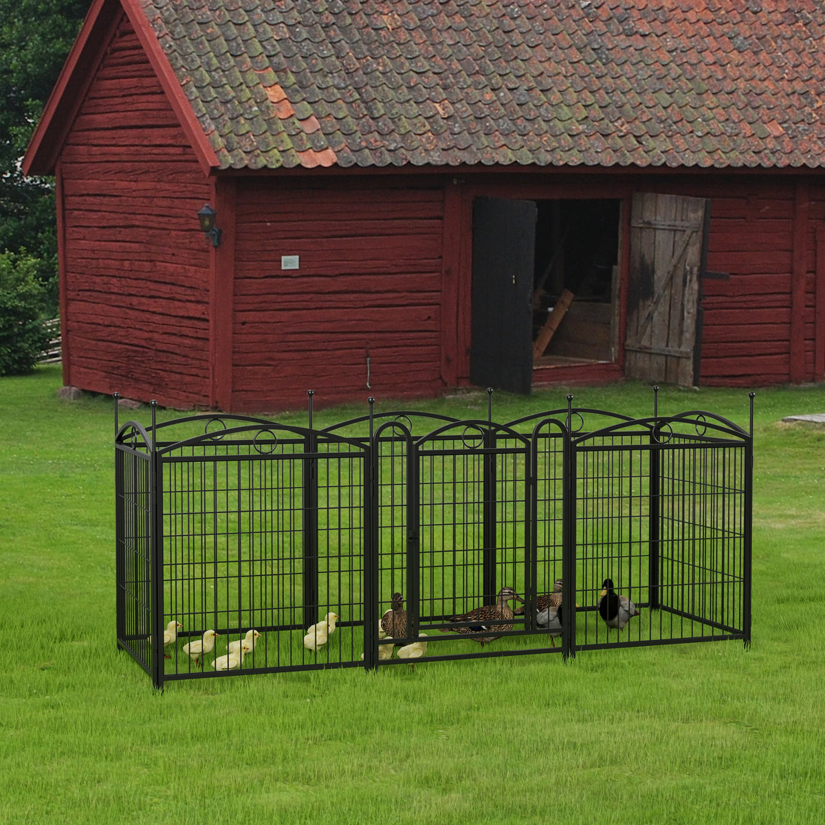 32" Heavy Duty Metal Playpen with Doors, 8 Panels Foldable Pen for Indoor & Outdoor