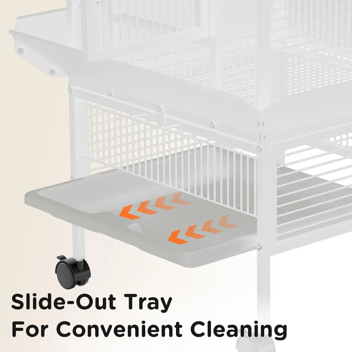 60 In. Wrought Iron Bird Cage with Play Top & Rolling Stand - 4 Stainless Steel Bowls, Secure Lock, Easy-Clean Tray - Spacious Metal Cage
