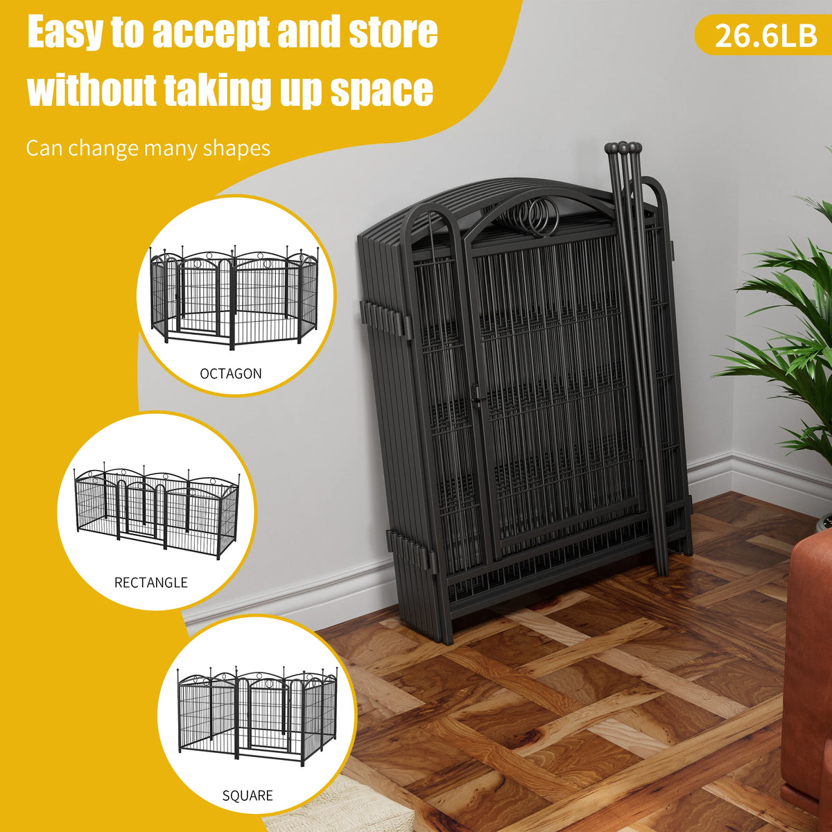32" Heavy Duty Metal Playpen with Doors, 8 Panels Foldable Pen for Indoor & Outdoor