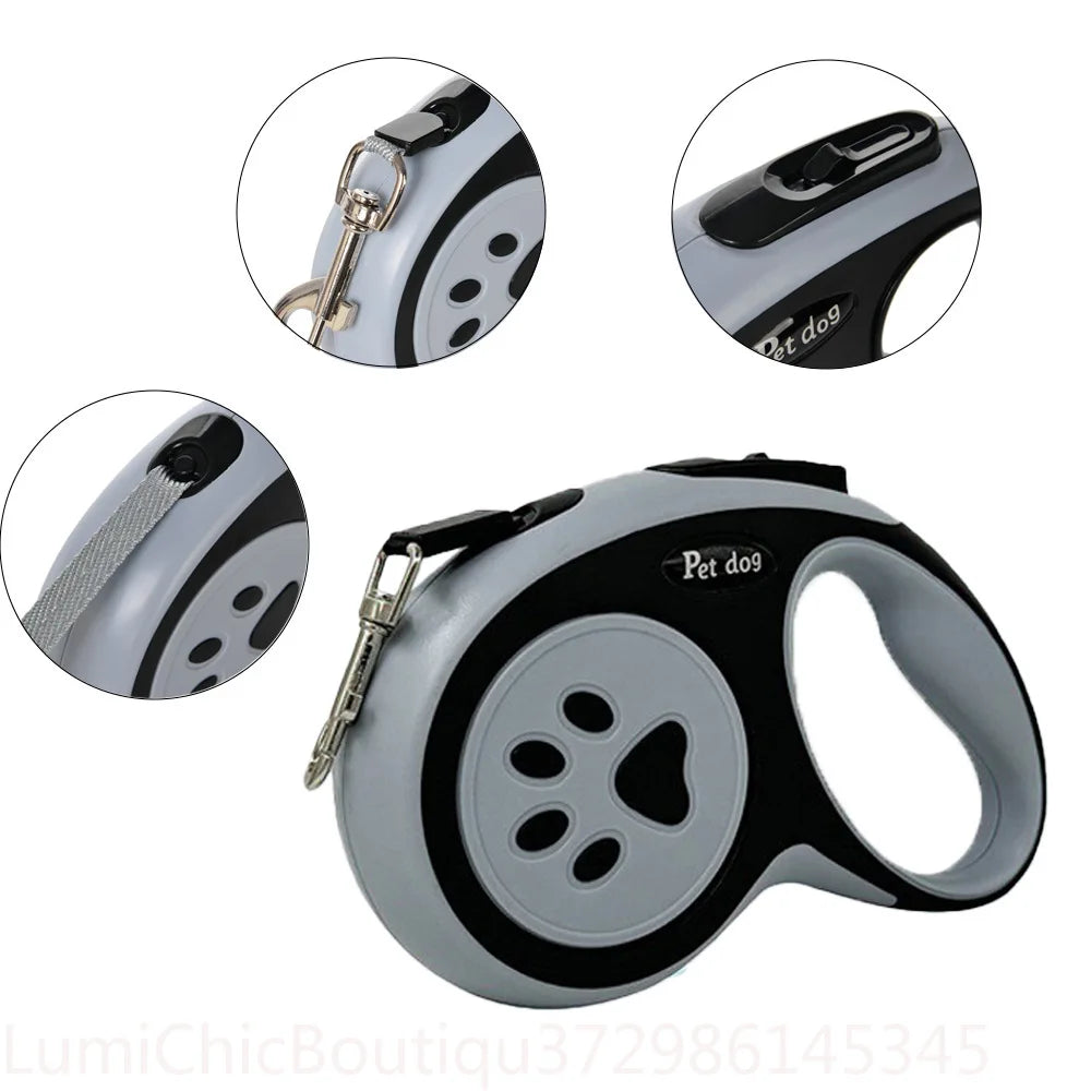 Strong Retractable Nylon Paw‑Style Dog Leash