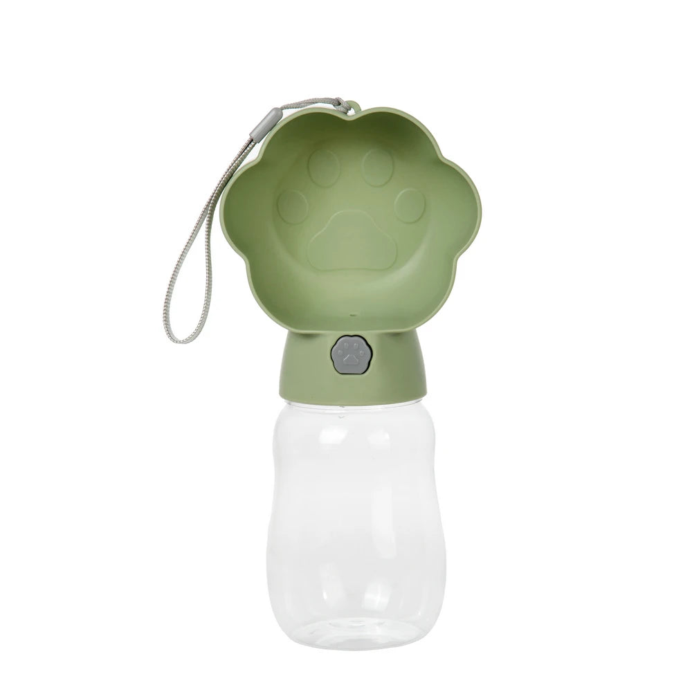2 in 1 Dog Water Bottle With Food Container 530ml - Outdoor Portable Pet Water Dispenser Feeding Bowl