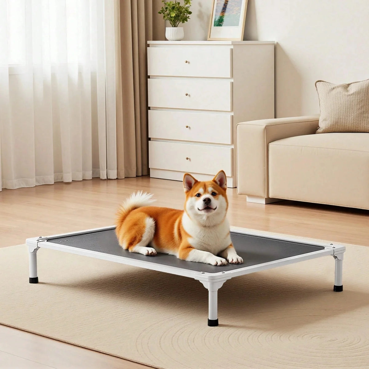 Foldable Bunk Dog Bed With Wheels And Side Storage Bin